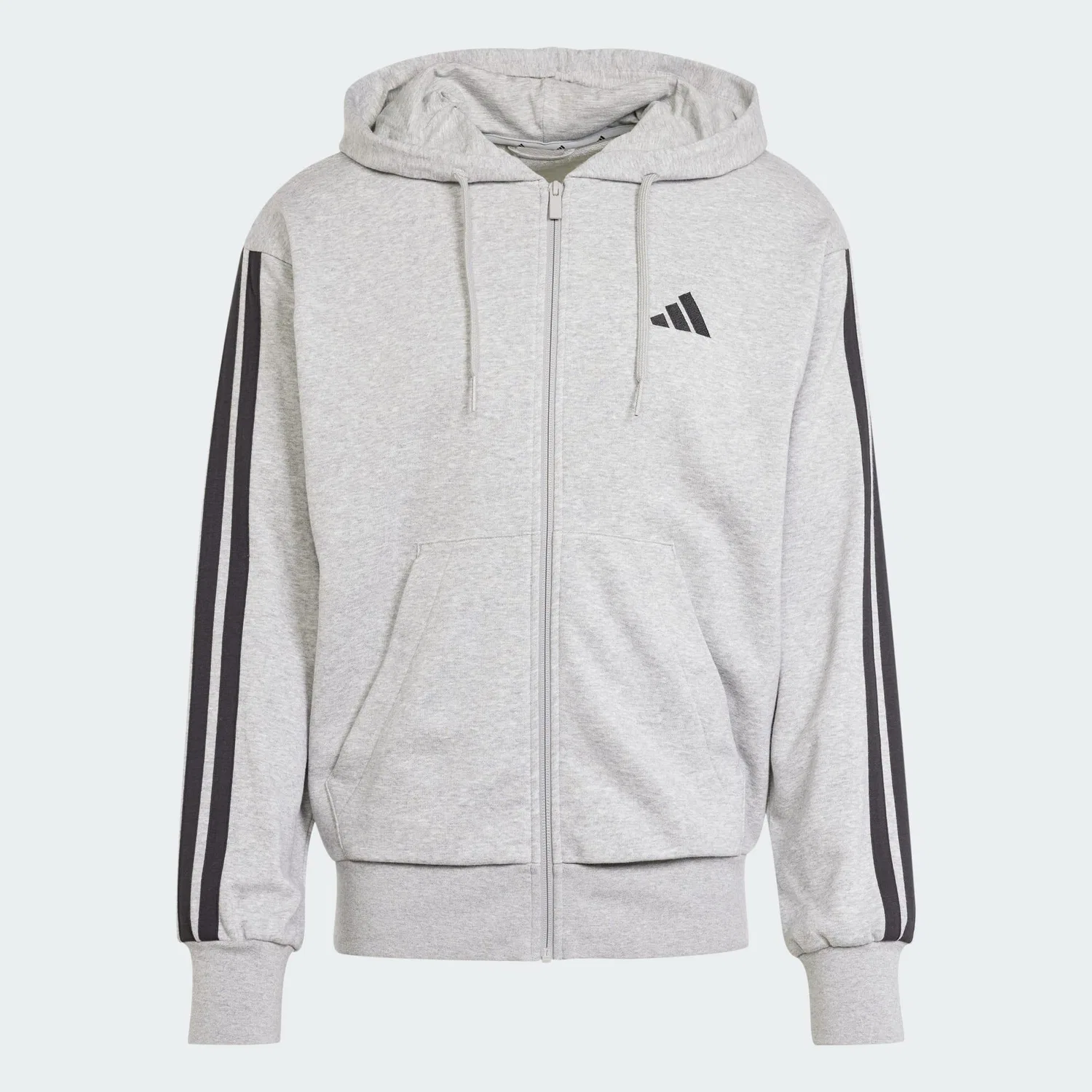 Мужское худи с длинным рукавом Essentials 3-Streifen French Terry Adidas, Grau Schwarz — фото 2