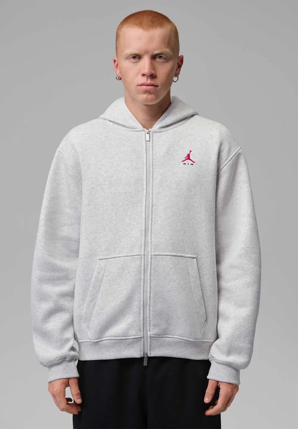 M j brk st fz bb - толстовка на молнии Jordan, Neutral Grey/Htr/University Red