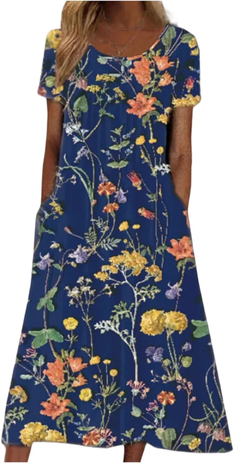 Женское платье-макси с принтом, Floral-25