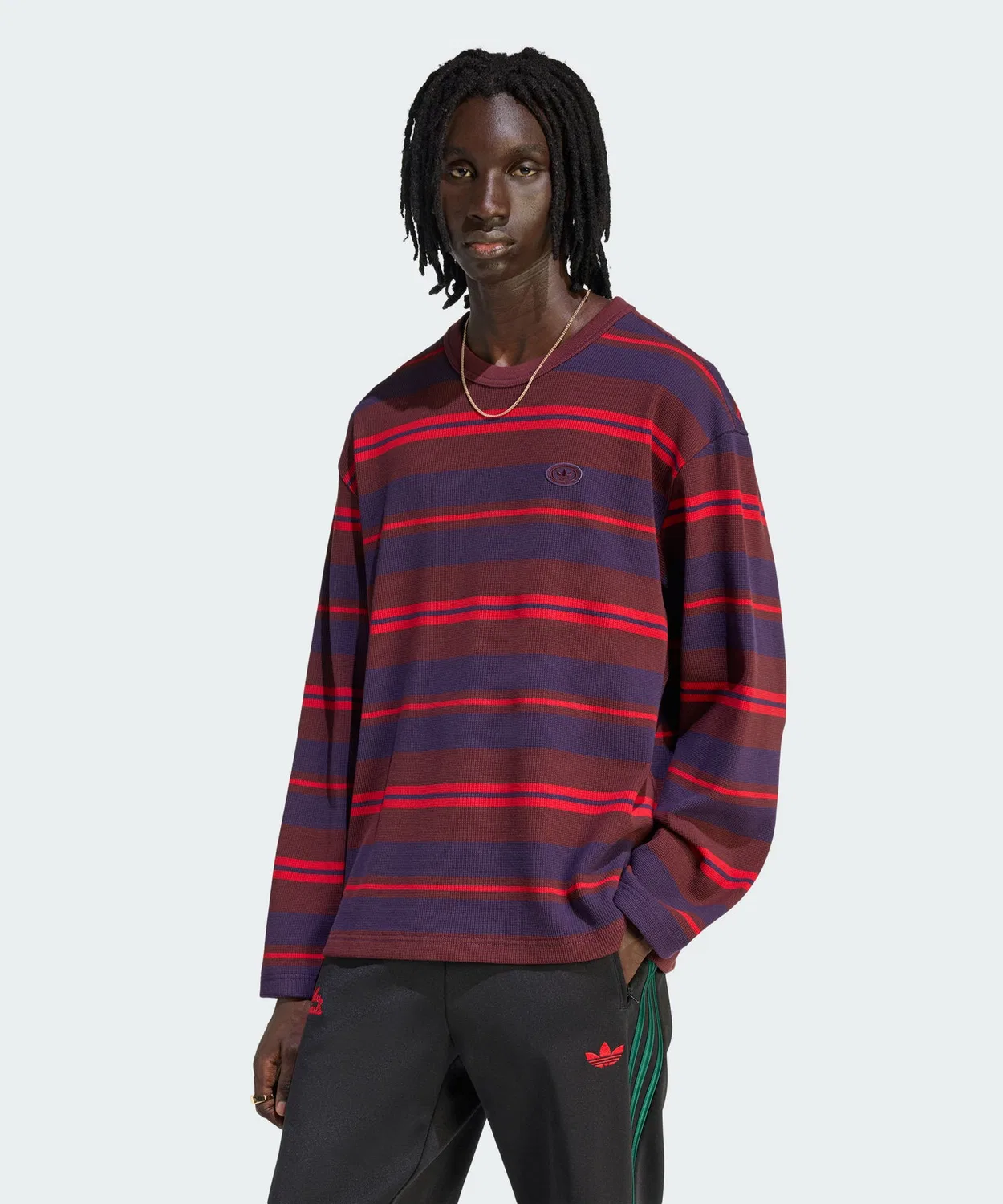 Мужская футболка с длинным рукавомиз вафли, модель 90s Alternative Sports Adidas Originals, Красный