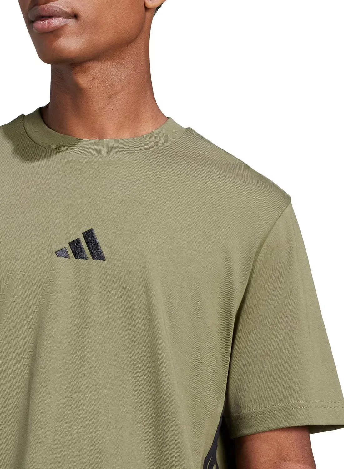 Футболка с принтом 3-Stripes Adidas, оливковый — фото 4