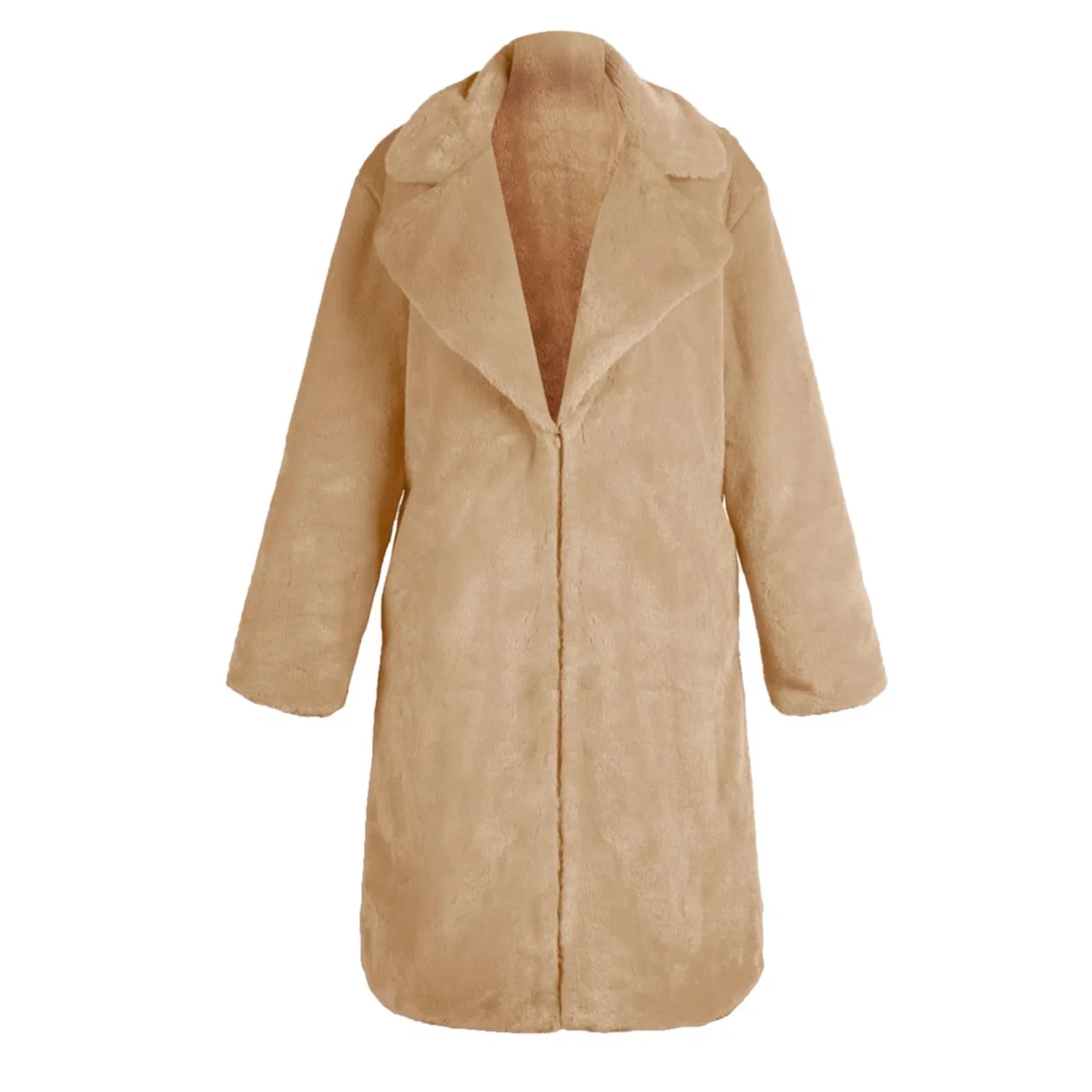 Женское зимнее пальто с открытым передом, модель Furry Jackets Sweaters, dark khaki — фото 4