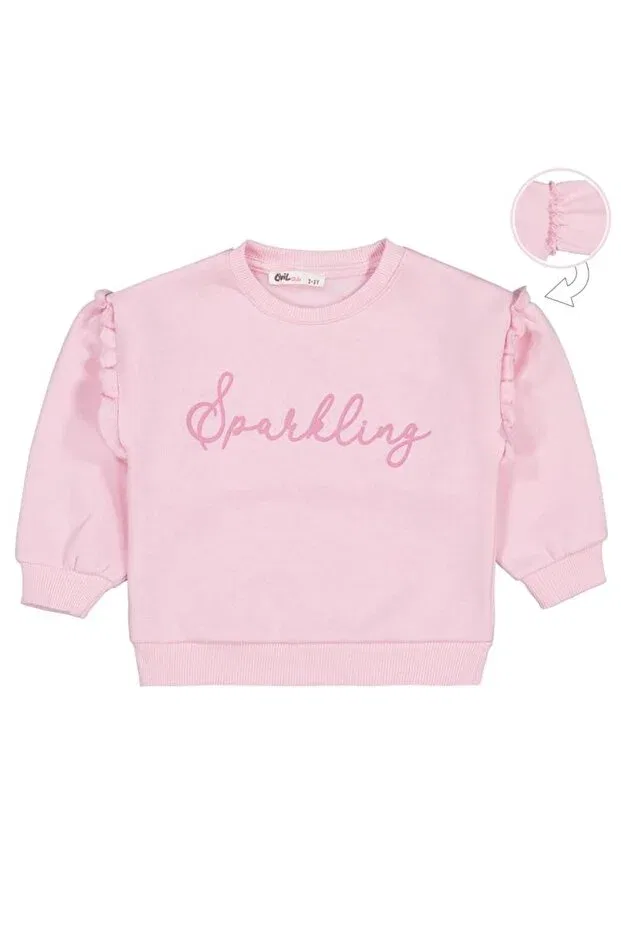 Детские свитшот для девочек с принтом Sparkling Printed Civil Girls, Powder