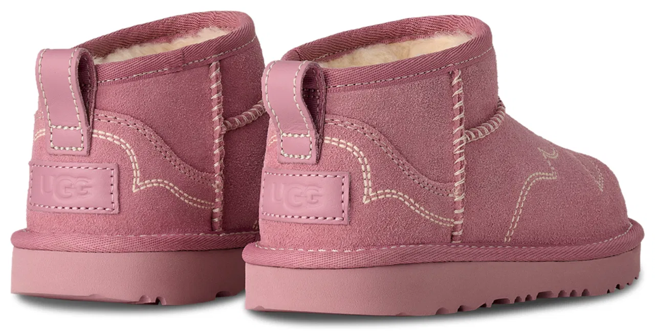 Детские ботинки для девочек с западной вышивкой Ultra Mini Western UGG, Dusty Orchid/White — фото 3