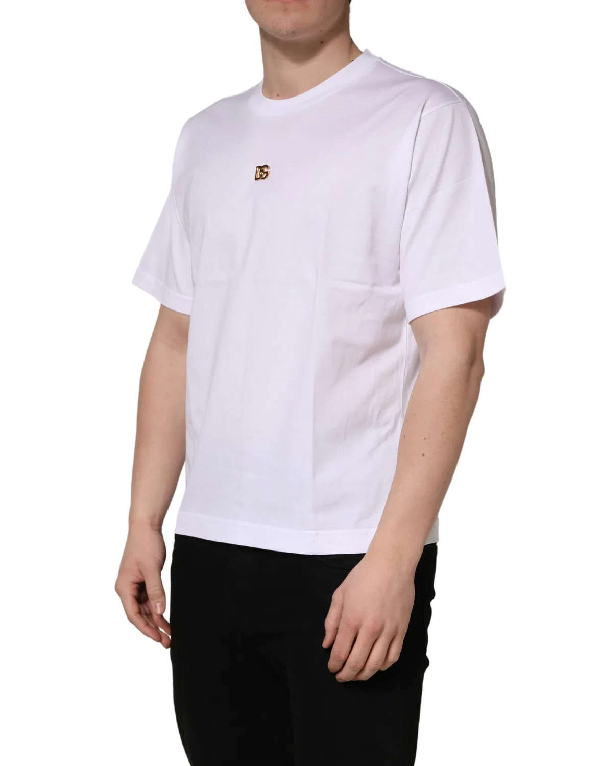 Мужская футболка с коротким рукавом и логотипом White Metal DG Logo Cotton Short Sleeves T-shirt Dolce & Gabbana, White — фото 4