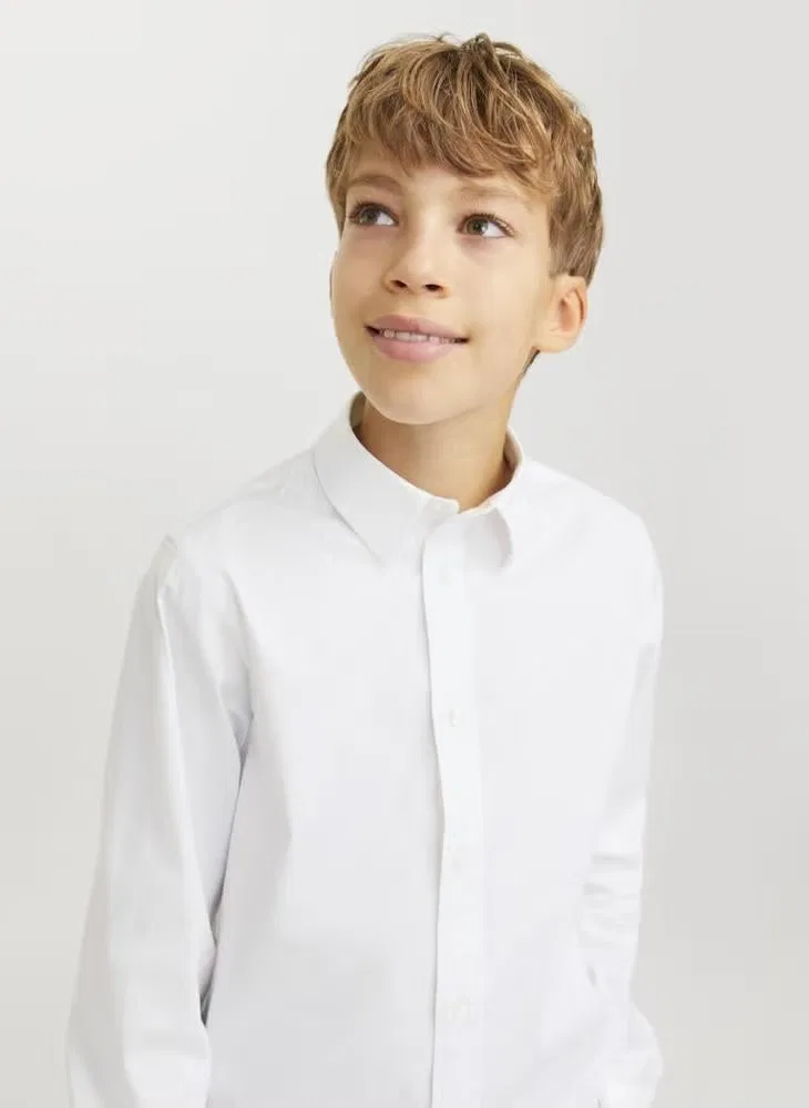 Рубашка классическая с длинным рукавом JJAxel Jack & Jones Junior, белый — фото 3