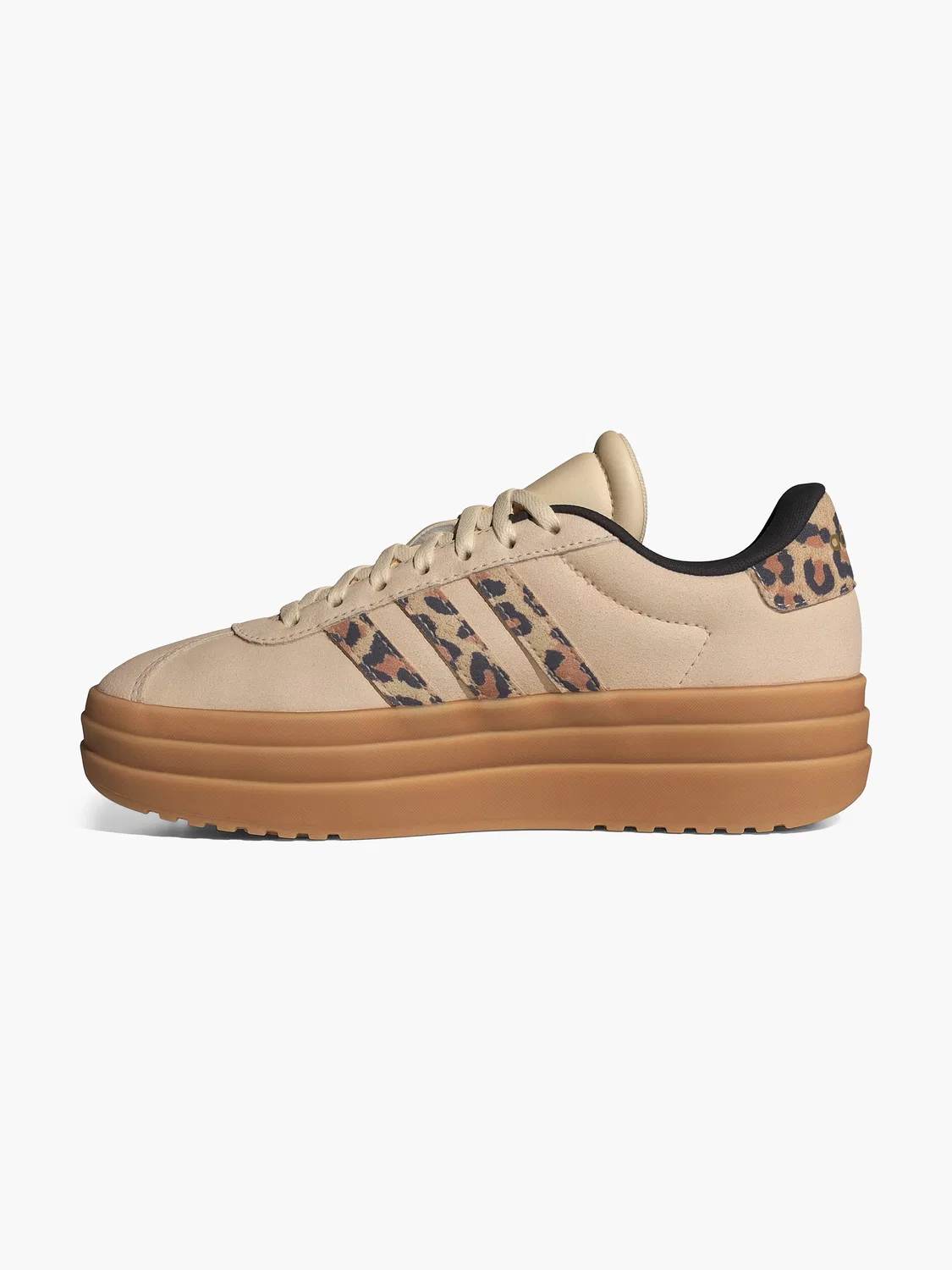 Детские кроссовки с леопардовым принтом VL Court Bold J Adidas, бежевый — фото 2