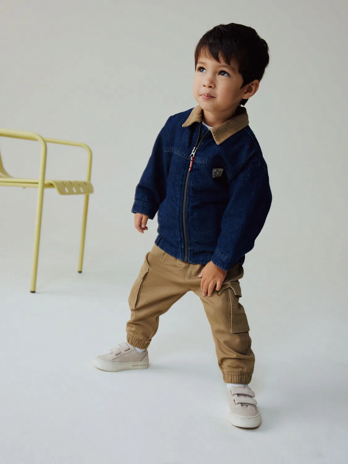 Куртка джинсовая с вельветовым воротником, модель Denim Cord Collar Next, деним