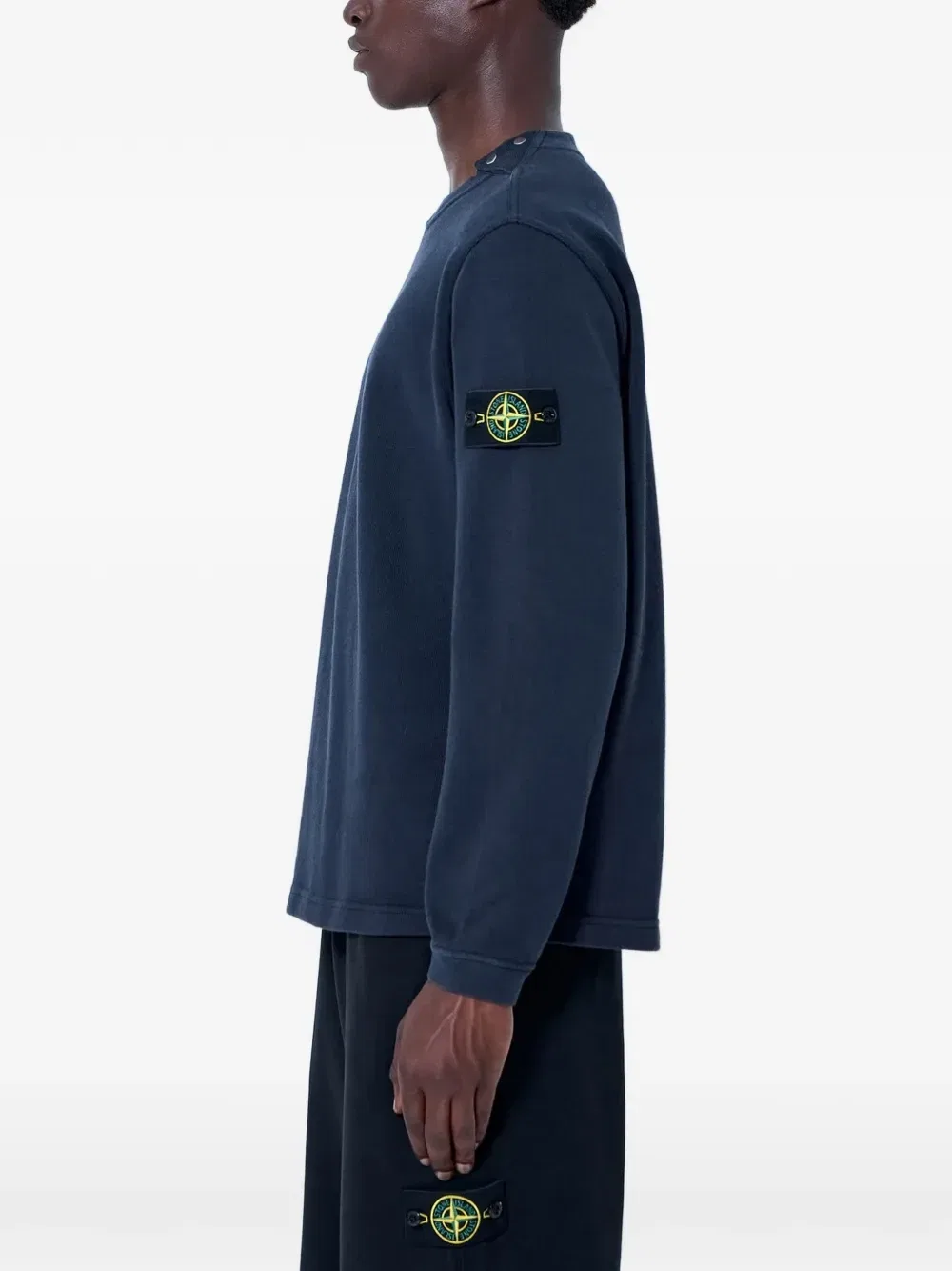 Свитшот с логотипом-нашивкой и пуговицами Stone Island, синий — фото 2
