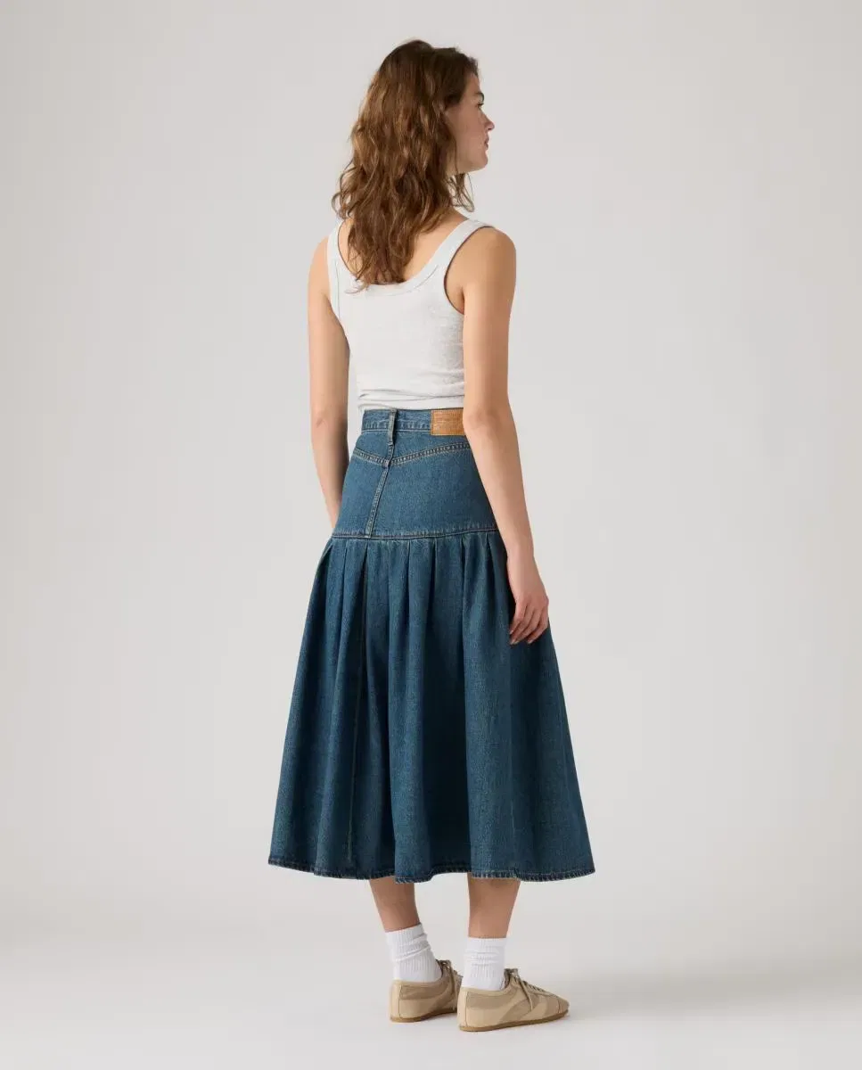 Женская юбка-миди A-силуэта Yoked Pleated Levi's, Azul — фото 2
