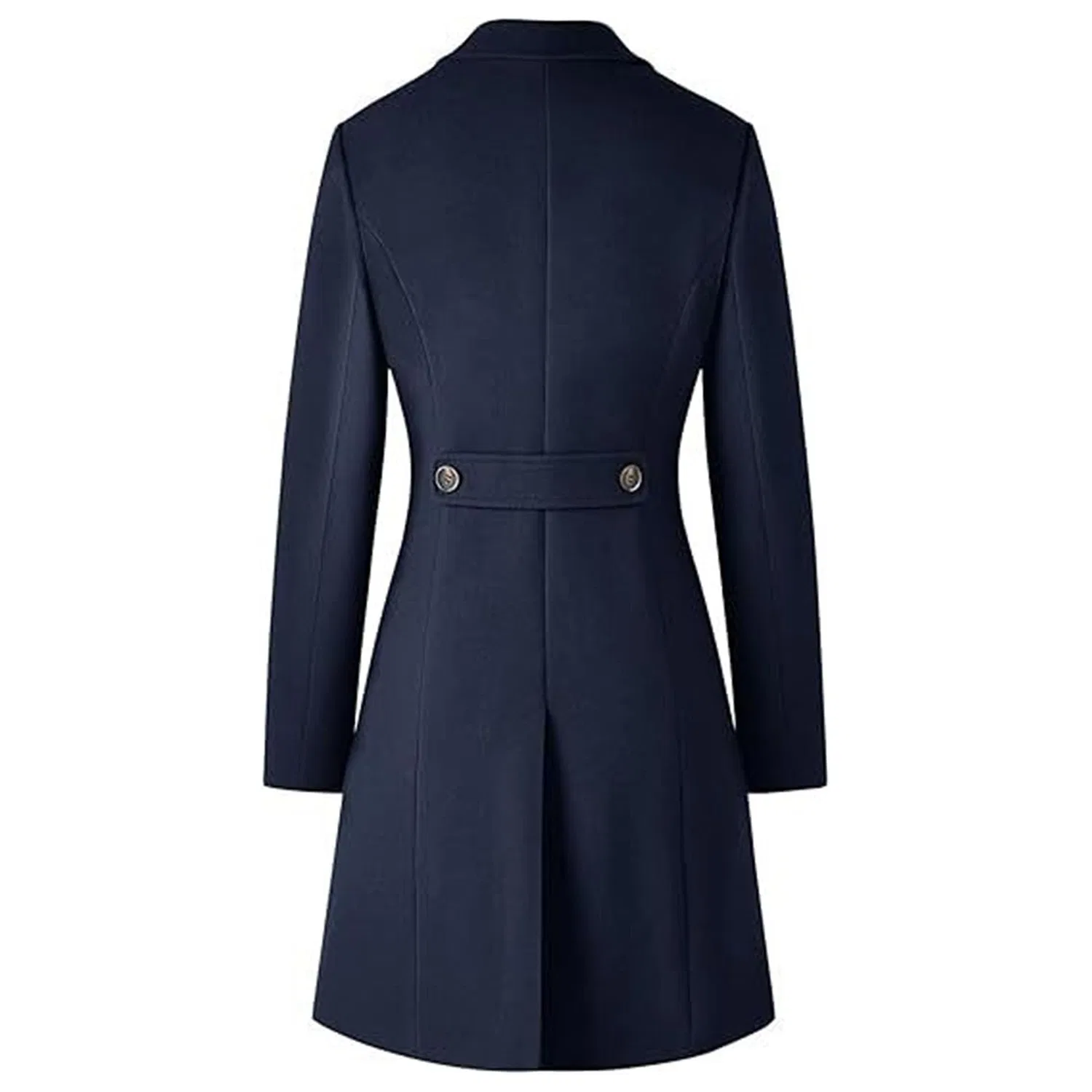 Женское двубортное пальто slim fit с длинным рукавом, Blu navy — фото 4