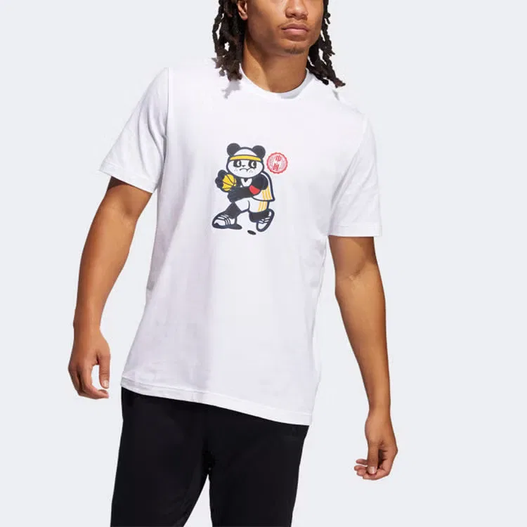 Футболка с принтом панды Panda Adidas, белая
