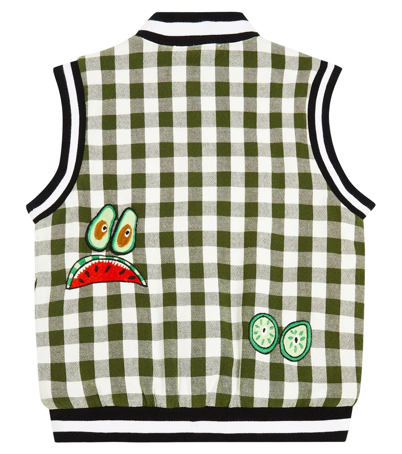 Жилет утепленный клетчатый хлопковый Stella Mccartney Kids, черный — фото 4