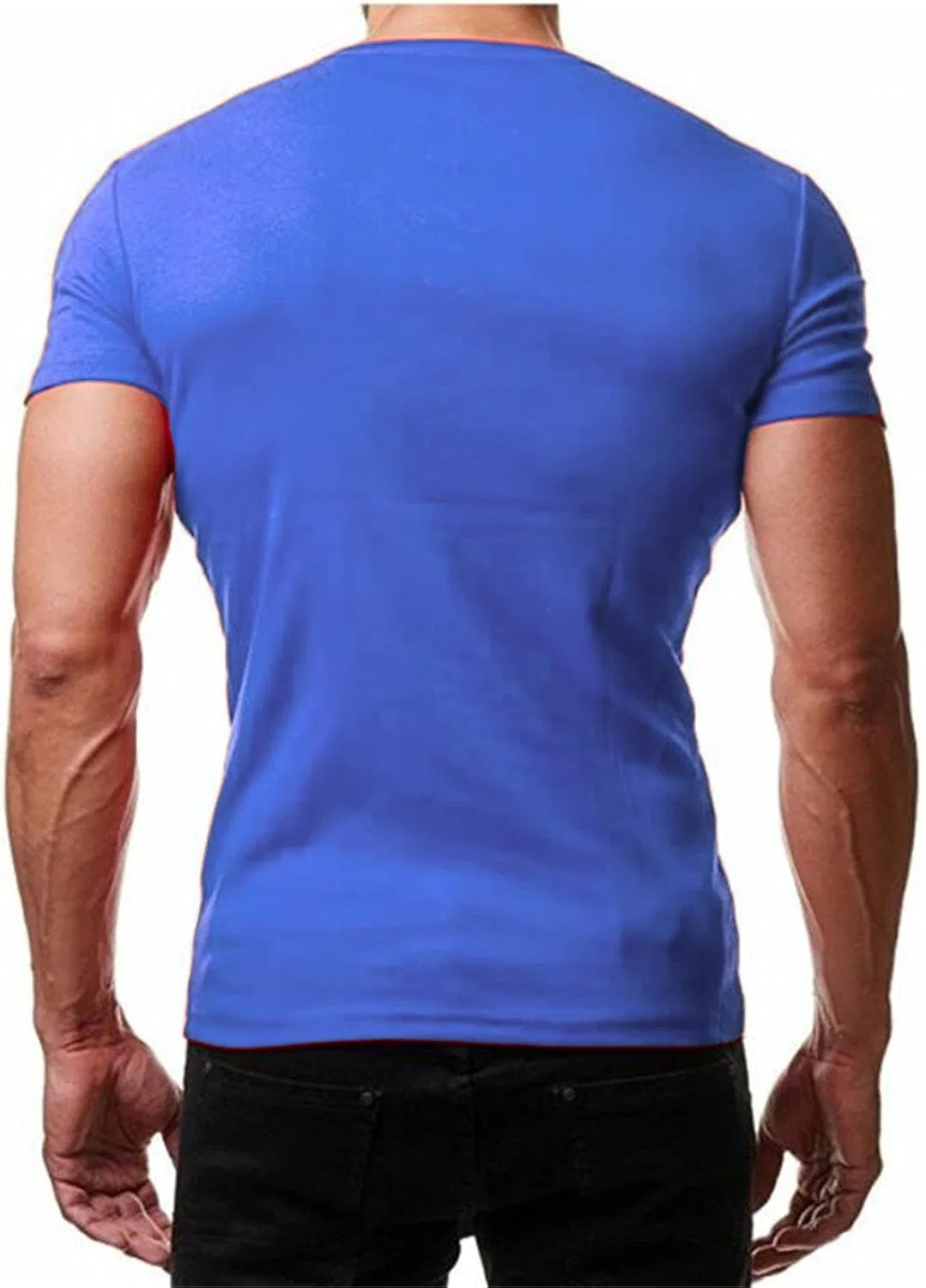 Мужская хлопковая футболка-поло Henley с коротким рукавом, Blue — фото 2