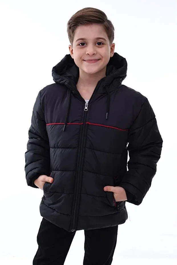 Детское зимнее пальто для девочек водонепроницаемое Premium Quality Boy Hooded Coat Minikiss, Black