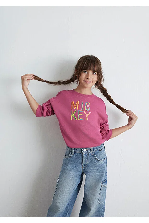 Детские свитшот для девочек с принтом Mickey Printed Pink 7s10142-71085 Mavi, Malaga