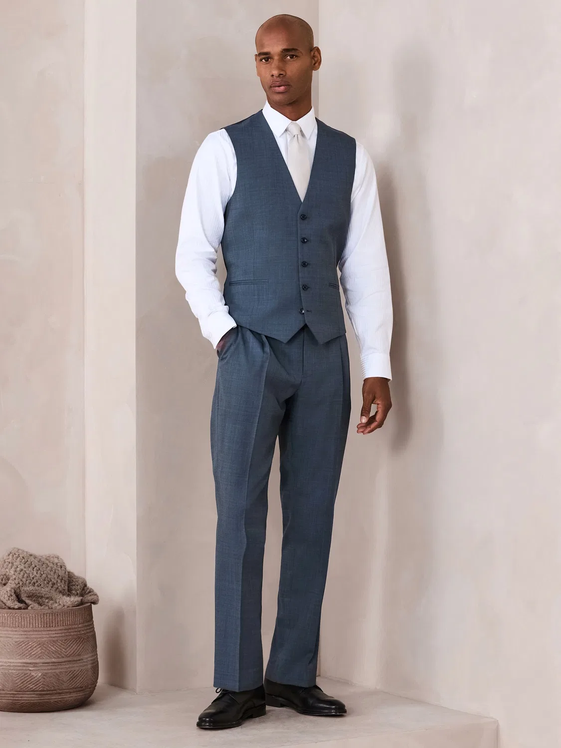 Next Синий жилет N. Premium с текстурой шерсти и шерстью — фото 2