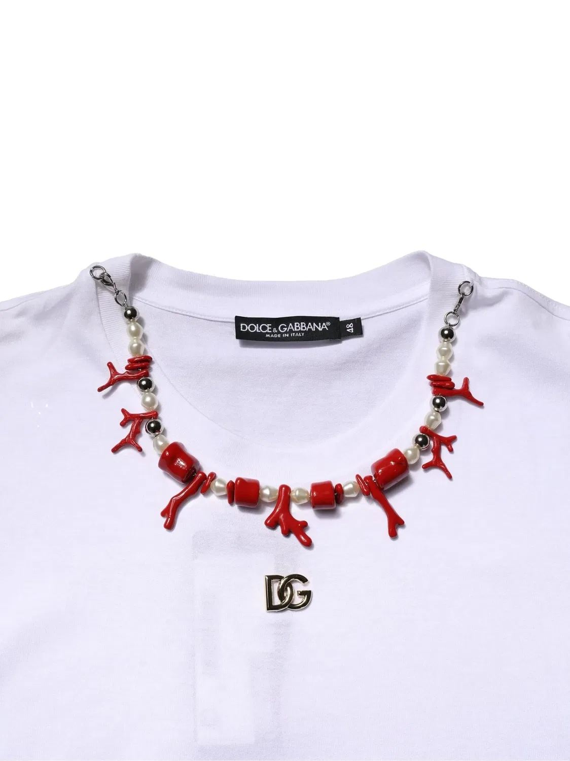 Футболка из хлопка серебристая Dolce & Gabbana, серебристый — фото 2