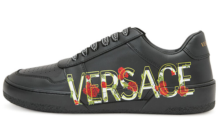 Кроссовки теннисные Versace с боковым логотипом, черный