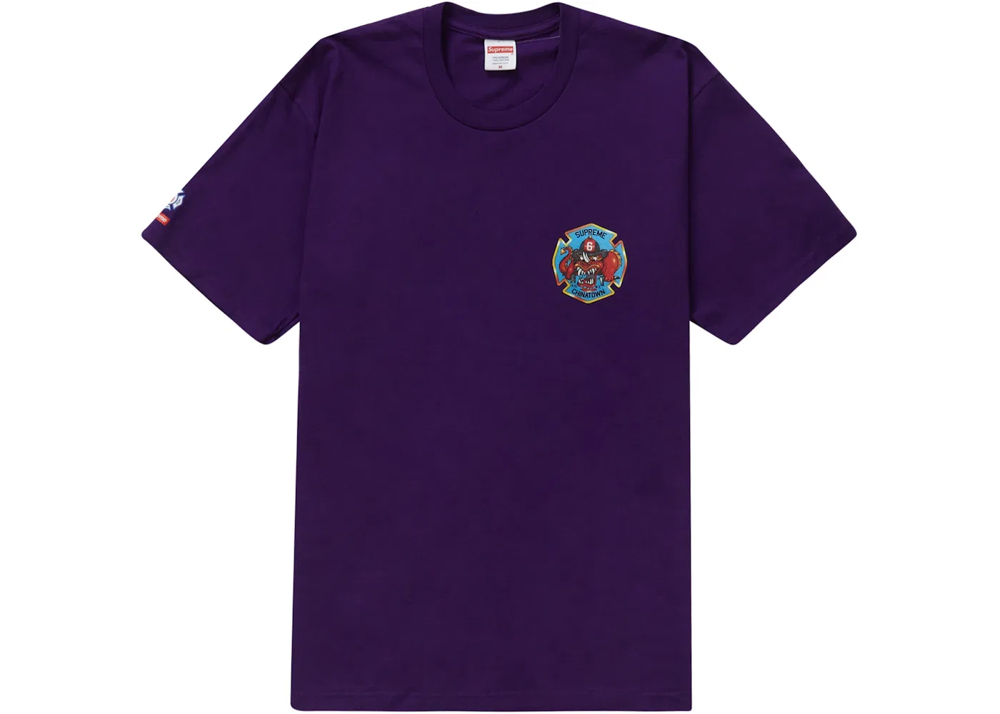 Мужская футболка с принтом Supreme FDNY Engine 9 Tee, Purple