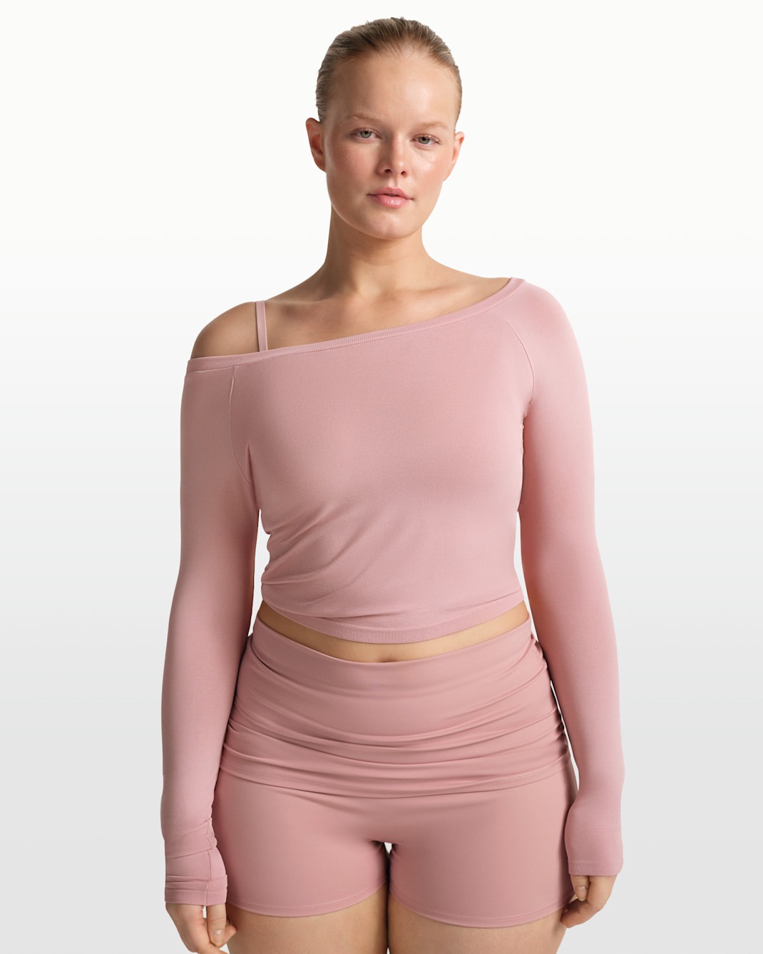 

Топ Nike x SKIMS Stretch Knit Women's Off-Shoulder Long-Sleeve, розовый