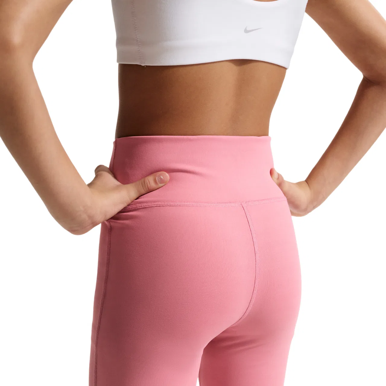 Леггинсы для девочек Dri-FIT One Tight Flare Nike, цвет White/Peony — фото 2
