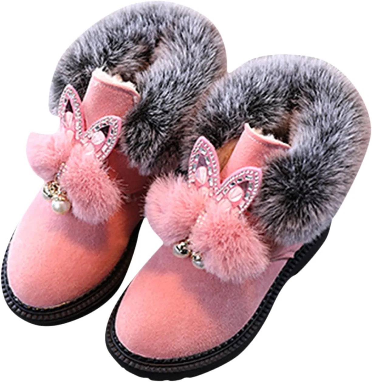 Детские зимние сапоги для девочек с принтом Princess Shoes, Pink — фото 4