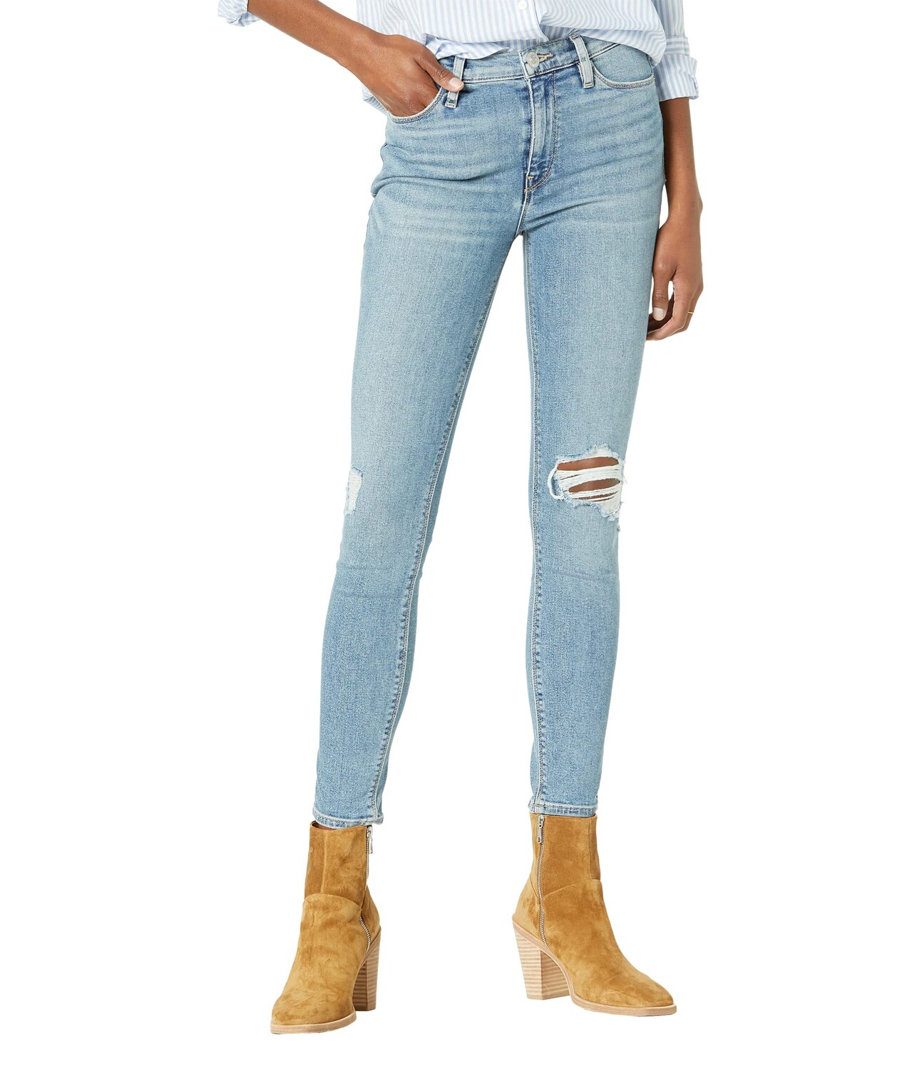 

Джинсы Hudson Jeans, Nico Mid-Rise Super Skinny Ankle in Heart of Glass