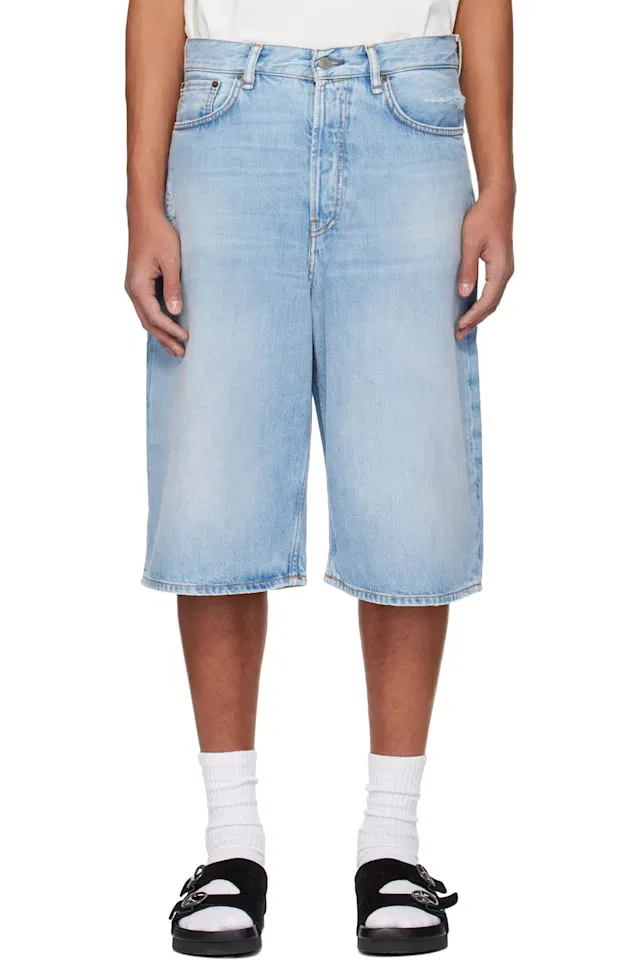 Синие свободные джинсовые шорты Acne Studios