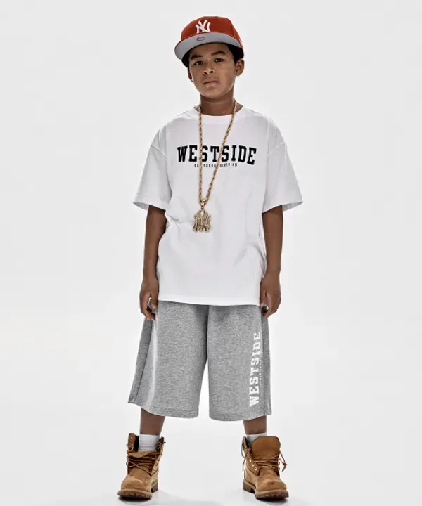 Костюм детский Giant Fit Westside, Takeasy Kids, белый/меланжевый серый