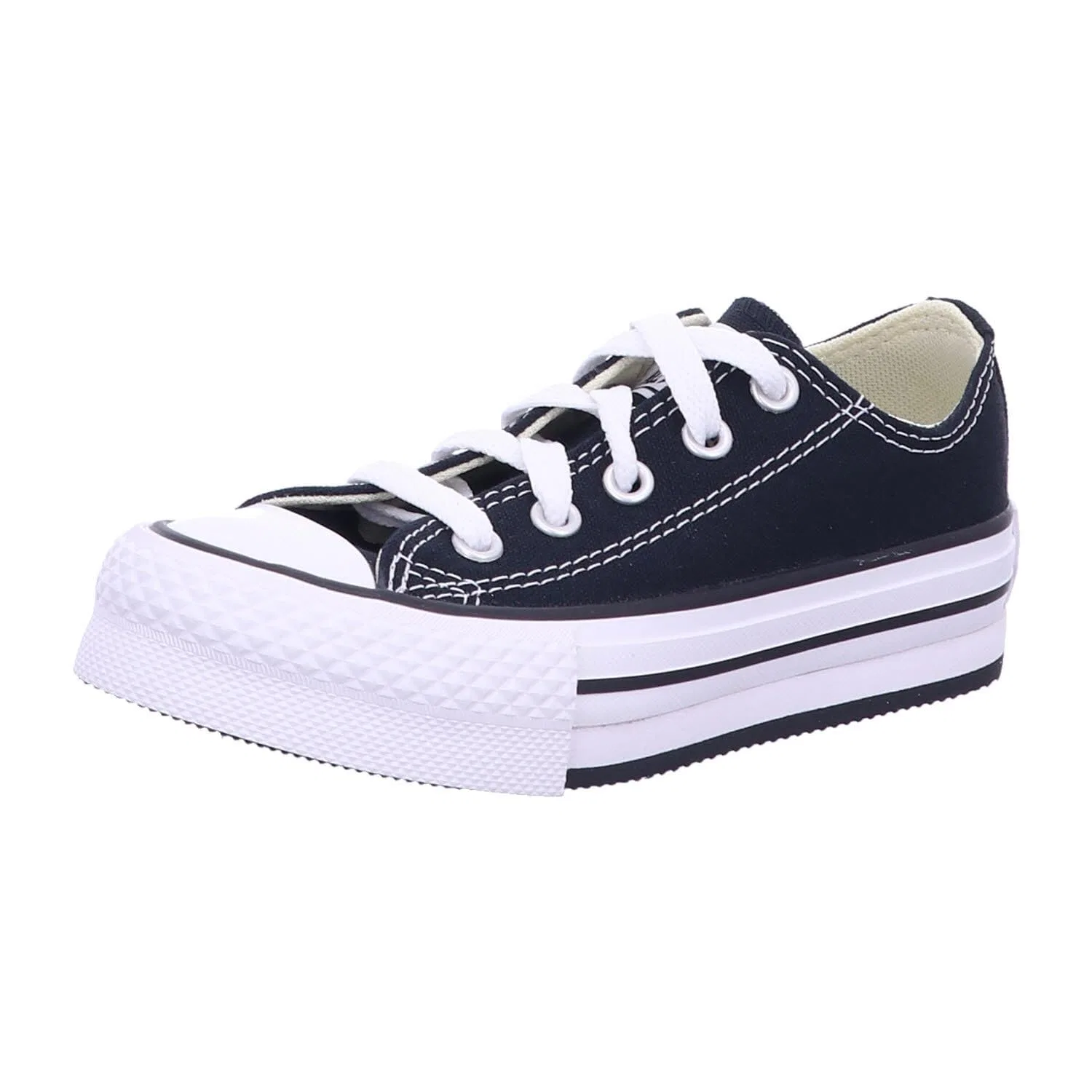 Детские кроссовки для девочек на платформе Converse, Black White Black