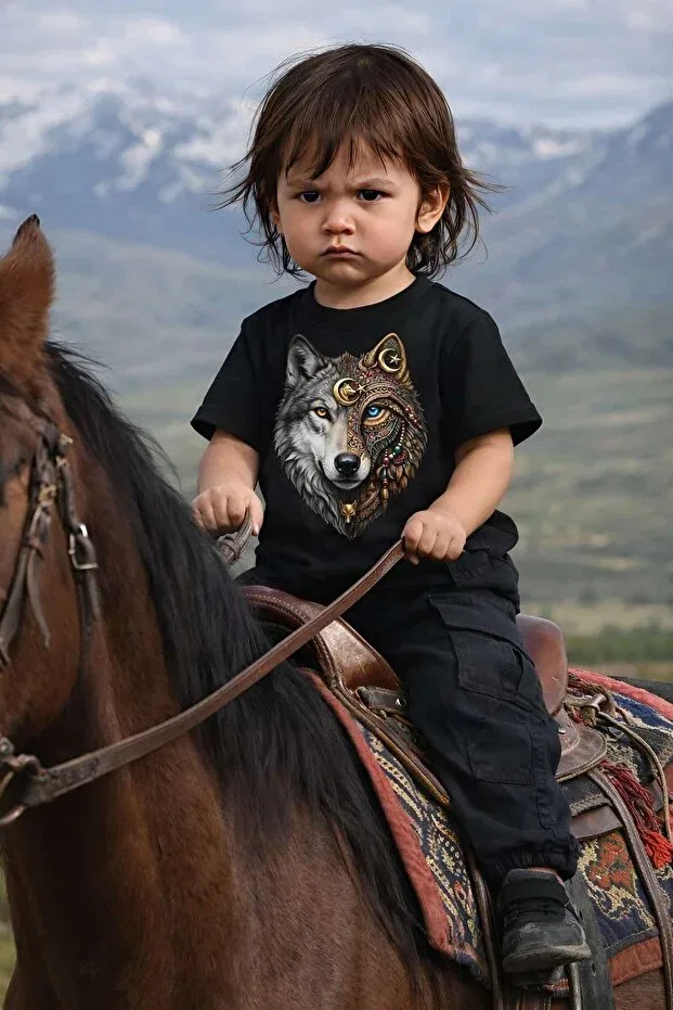 Детская футболка для девочек с принтом Turkish children we will raise Türk Boyu, Black