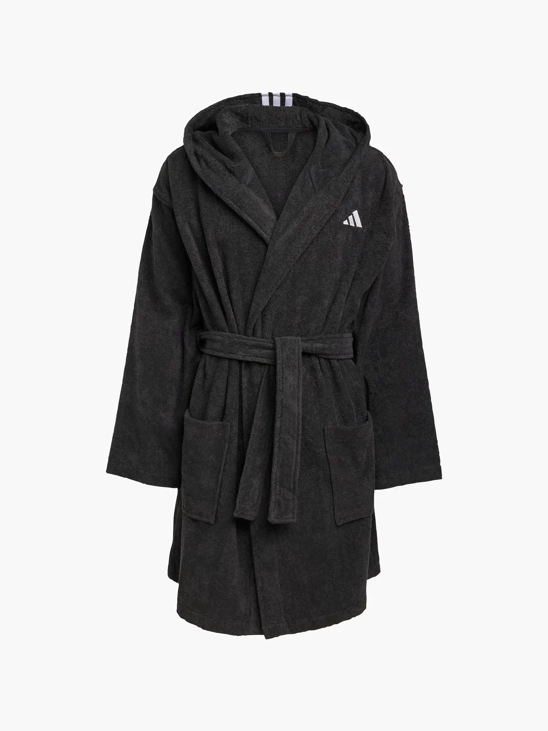 Унисекс махровый халат с капюшоном Adidas, черный