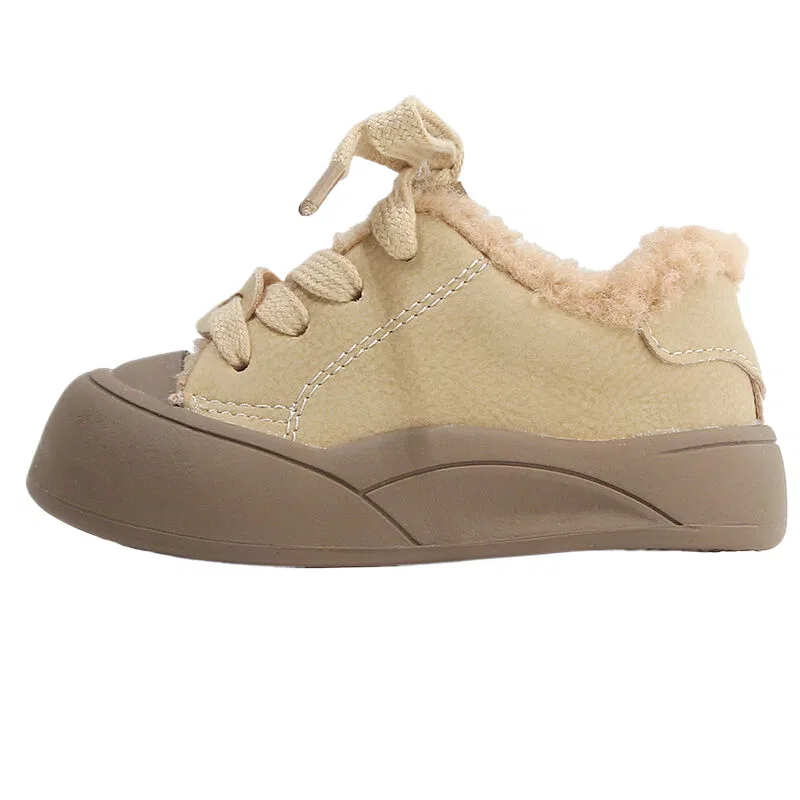 Детские ботинки с флисовой подкладкой и мягкой подошвой Fashionable Soft Sole Fleece Lined Casual Versatile Toddler Shoes Infant And Toddler, MAIBUXIONG, Khaki
