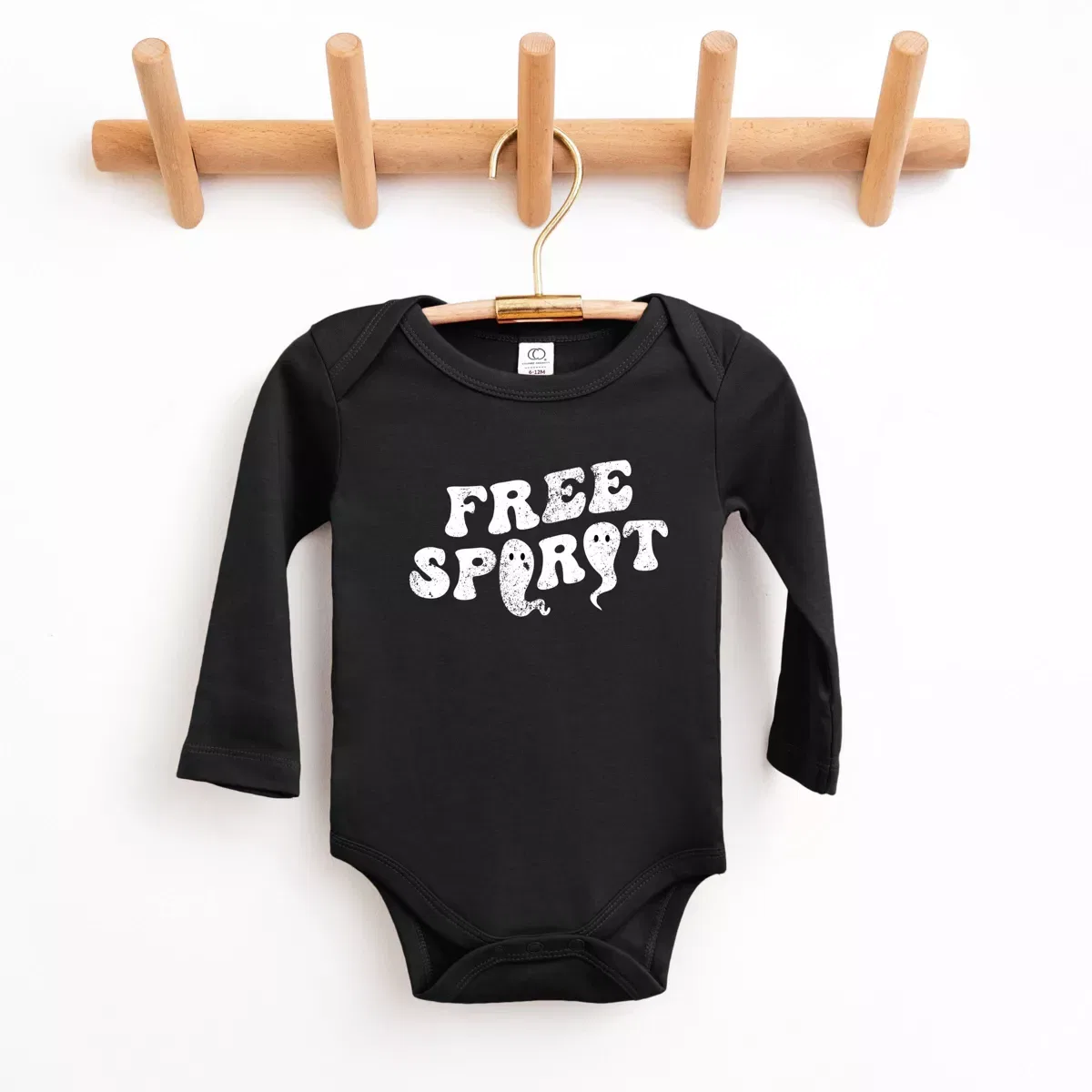 Детское боди с длинным рукавом Free Spirit Ghost Distressed The Juniper Shop, Black — фото 2