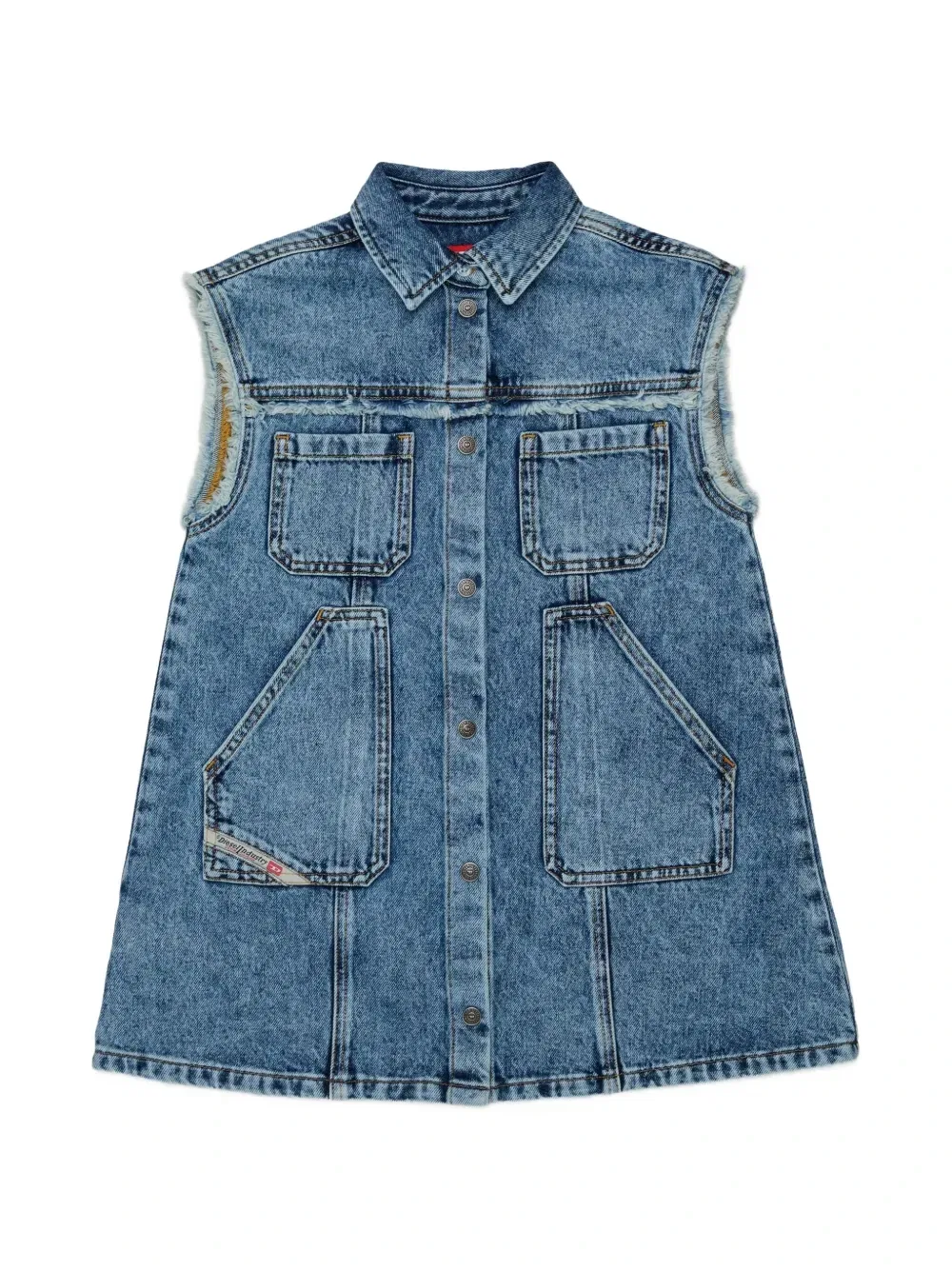 Платье без рукавов с бахромой Diesel Kids, синий