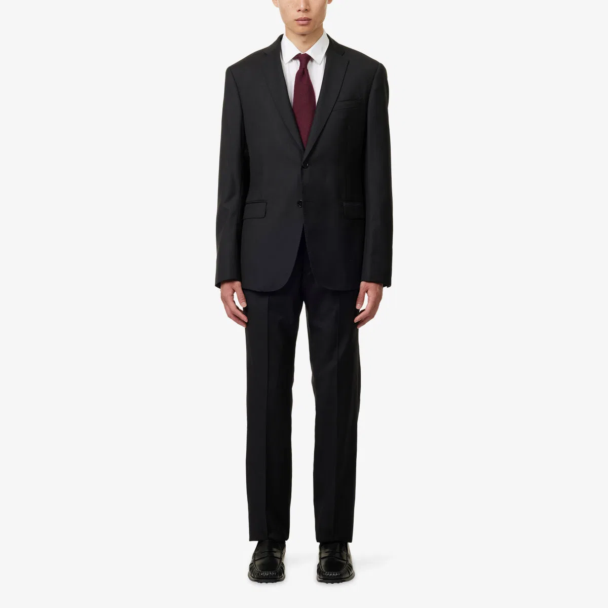 Однобортный шерстяной костюм с лацканами Emporio Armani, черный — фото 3