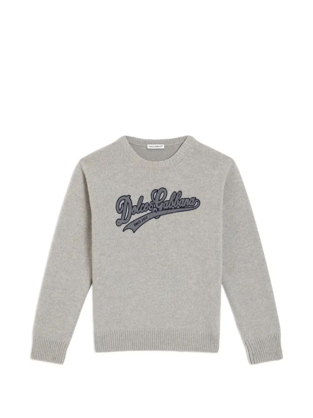 Вязаный пуловер с логотипом Dolce & Gabbana Kids, серый