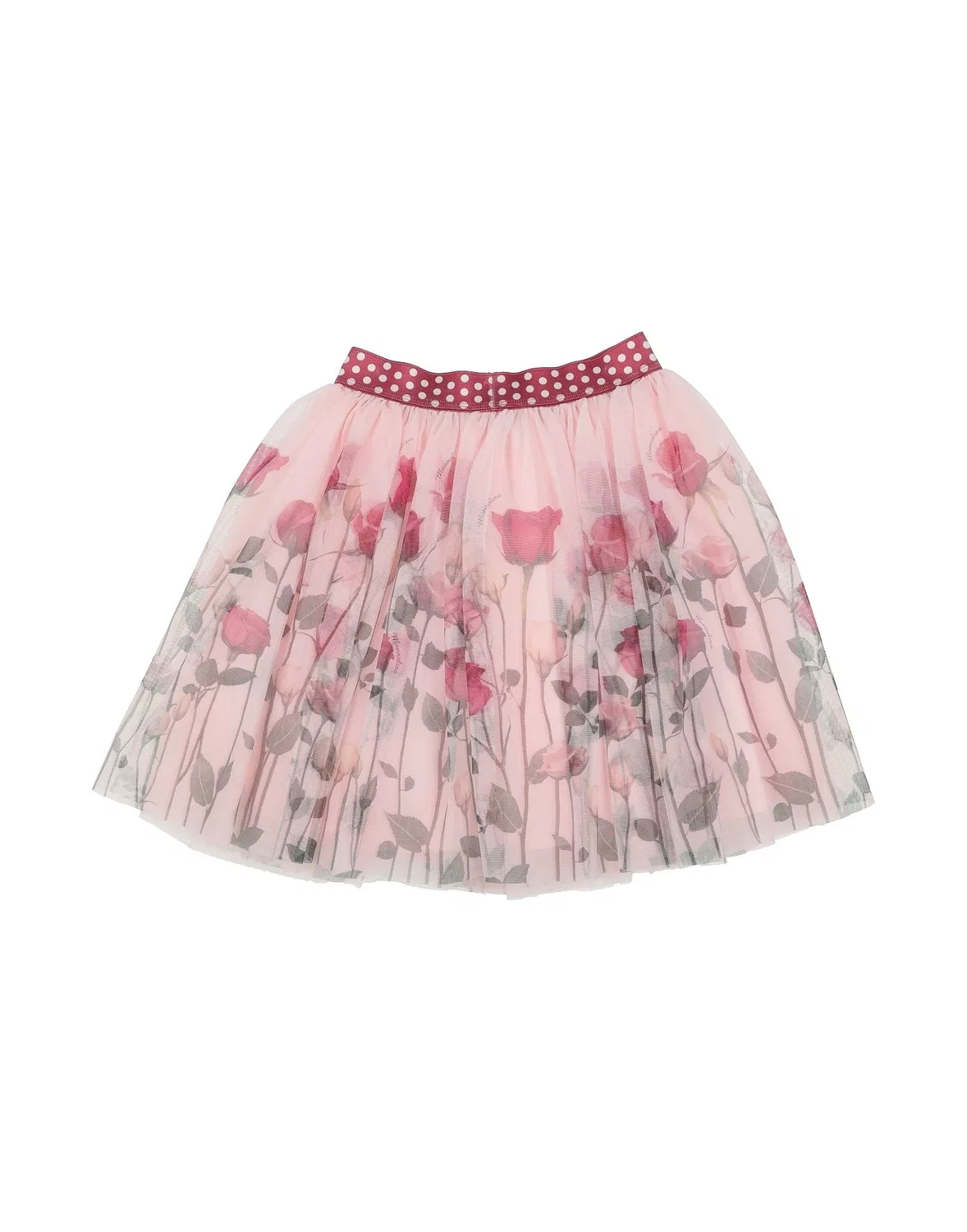 Детская юбка из фатина с цветочным принтом Monnalisa, Light Pink — фото 2