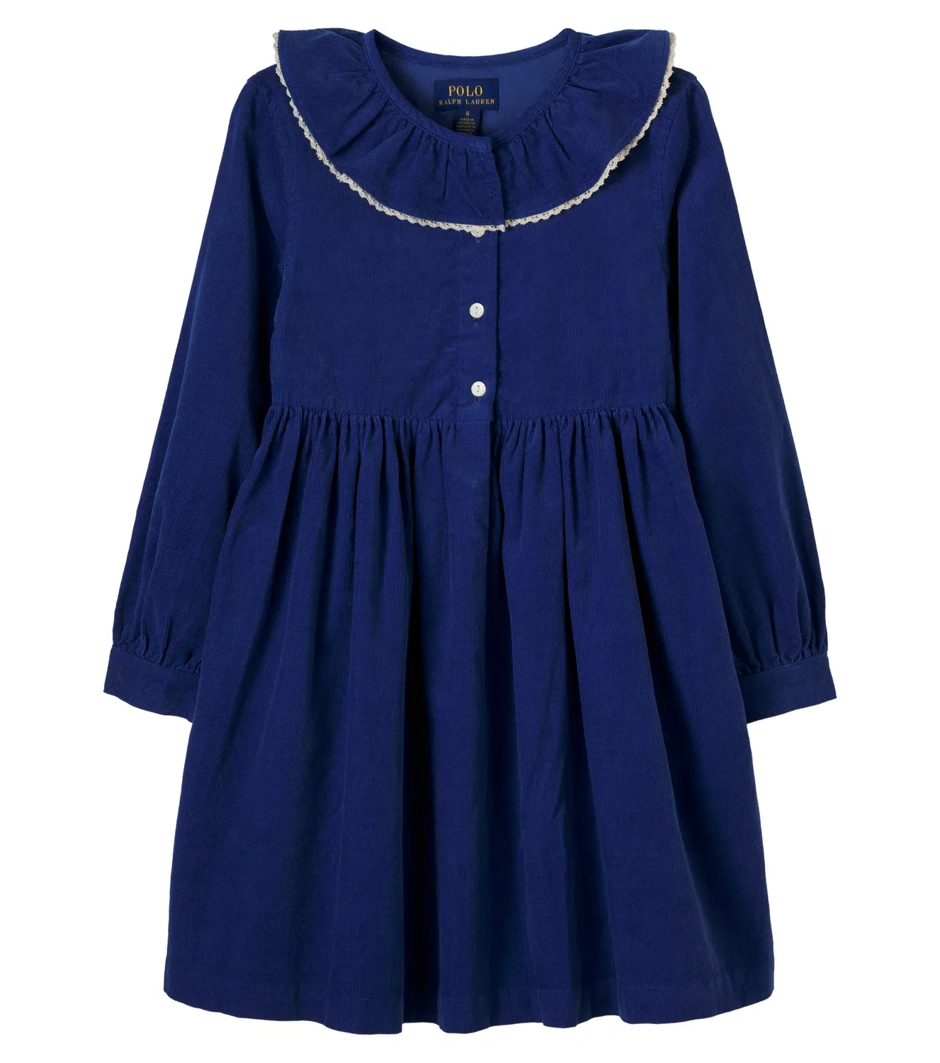 Нарядное платье из вельвета с вышивкой Polo Ralph Lauren Kids, синий