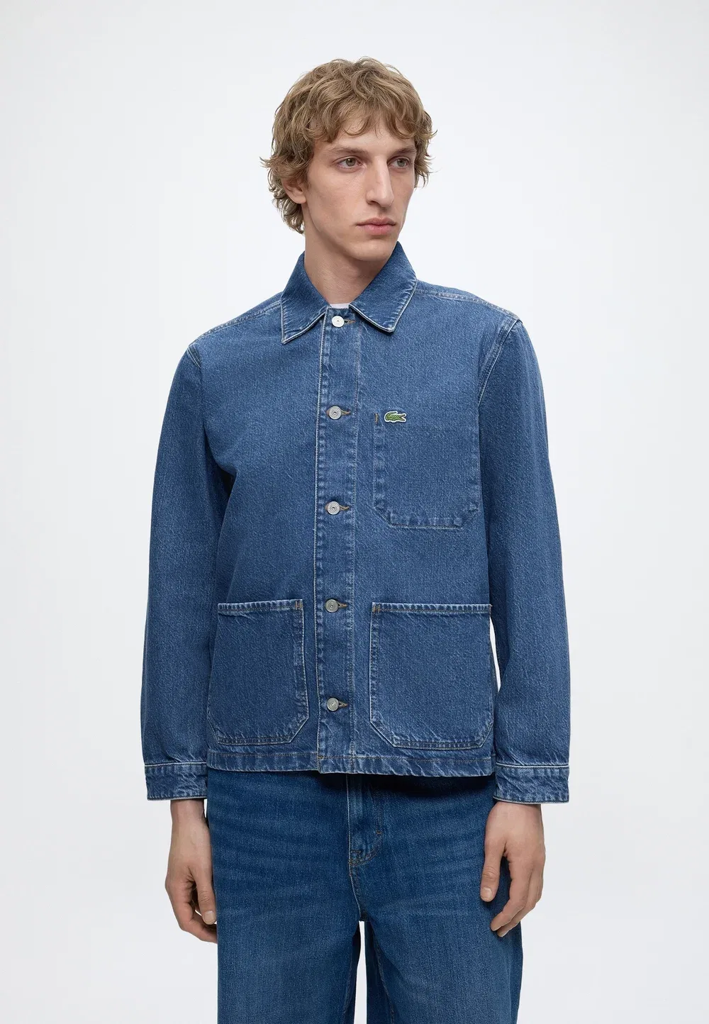 Рубашка Lacoste Washed Deep Medium, мужская, деним, синий