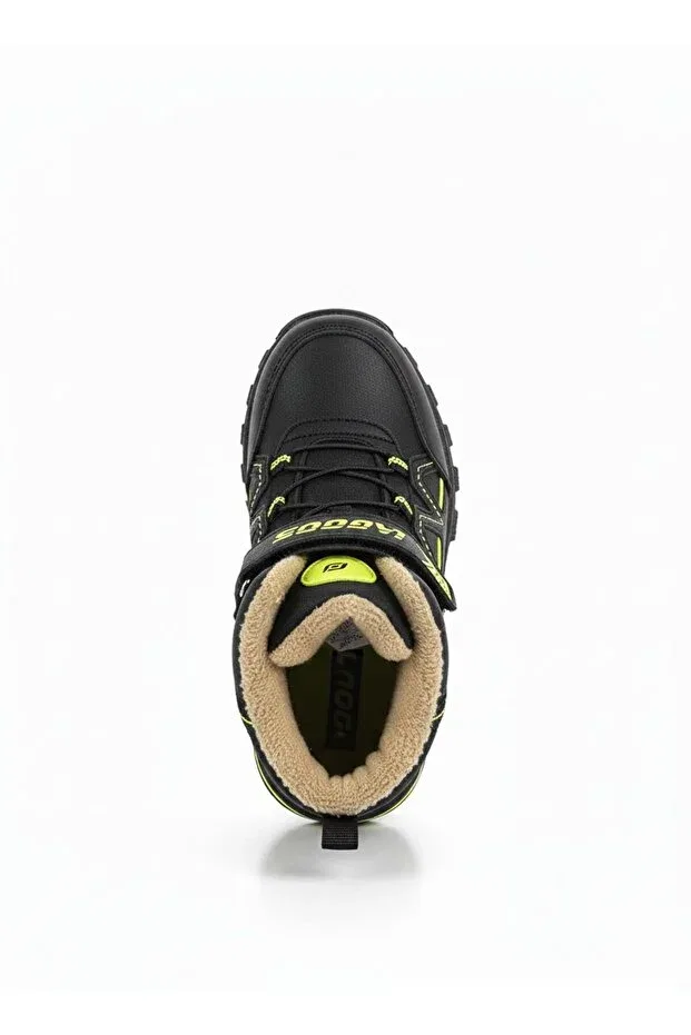 Детские ботинки для мальчиков и девочек с мехом Lagoos Sport, Black-Neon Yellow — фото 2