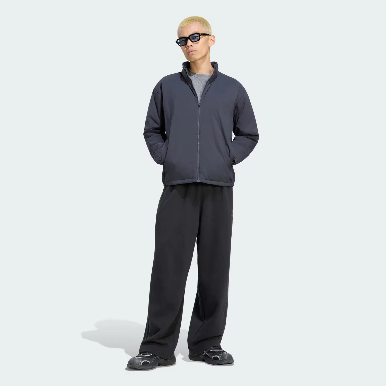 Мужская утепленная куртка на молнии 3-Stripes Adidas Originals, темно-серый — фото 3