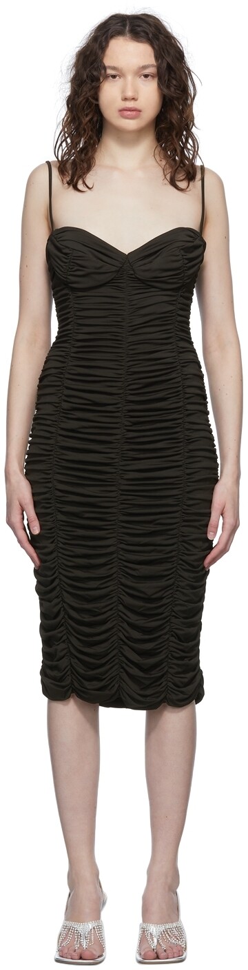 

Коричневое платье-миди с сердечками Magda Butrym, Коричневый, Коричневое платье-миди с сердечками Magda Butrym