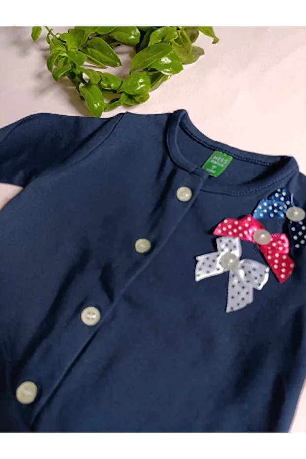 Детский кардиган для девочек хлопковое Seasonal Cotton Ribbon Detail Minilkabebe, Navy Blue — фото 4