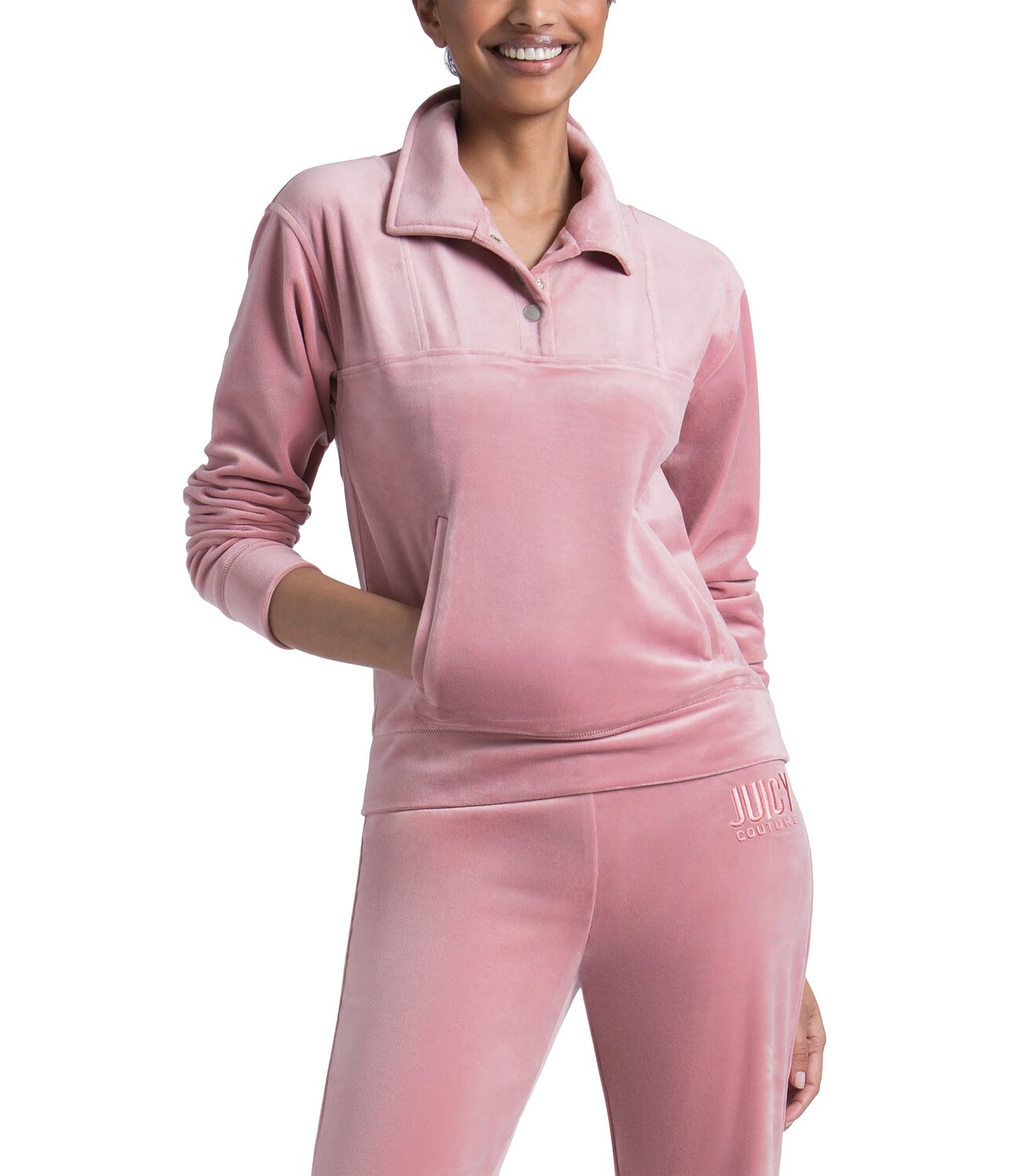 

Пуловер Juicy Couture, Paneled 1/2 Placket Snap Top, Коричневый, Пуловер Juicy Couture, Paneled 1/2 Placket Snap Top