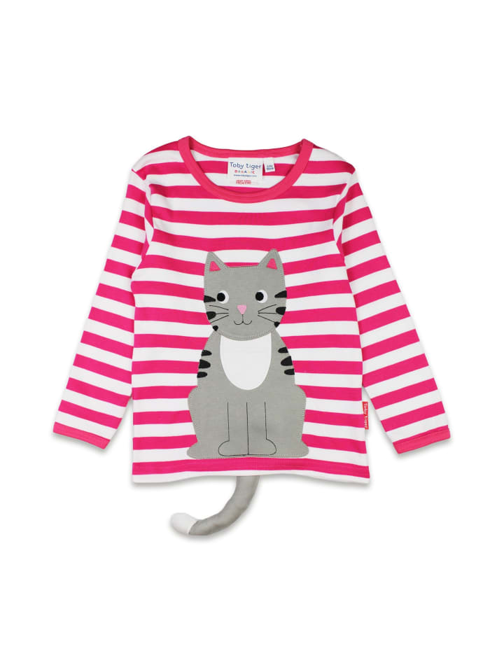 

Футболка Toby Tiger Langarmshirt mit Kätzchen Applikation, розовый