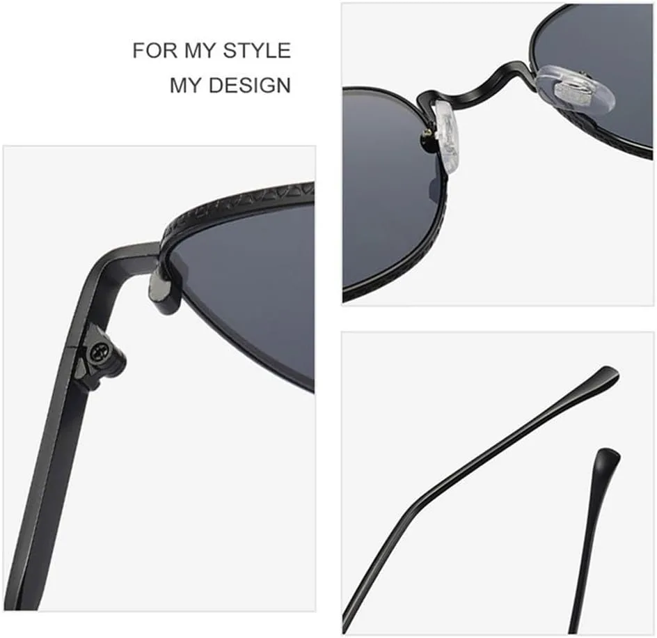 

Солнцезащитные очки в стиле ретро для мужчин и женщин, квадратные, многоугольные, с металлической оправой, защита от ультрафиолета UV400 WNCKSQ, C01 Black