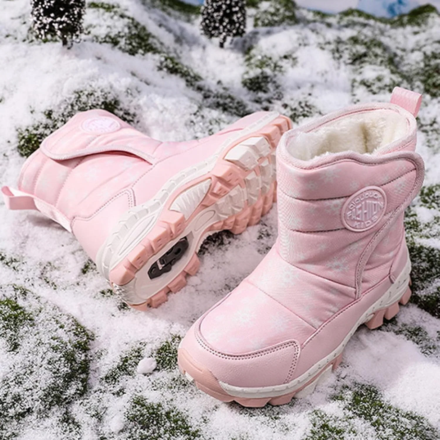 Детские зимние сапоги для девочек с флисовой подкладкой Snow Boots, Pink — фото 3