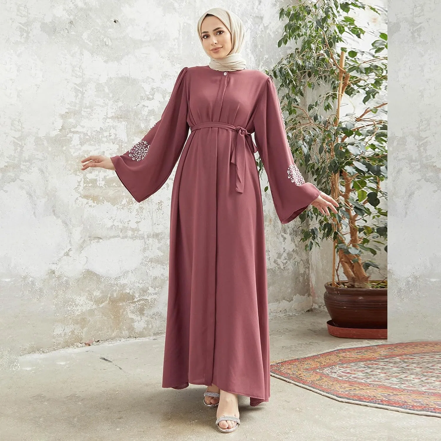 Женское мусульманское платье свободного кроя с длинным рукавом, модель One-Piece Prayer Clothes — фото 2